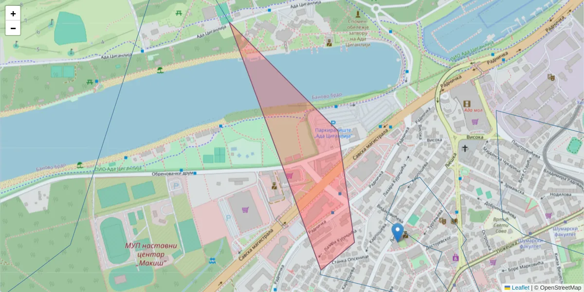 Mapa poštanskog broja  i okolnih poštanskih brojeva u Srbiji