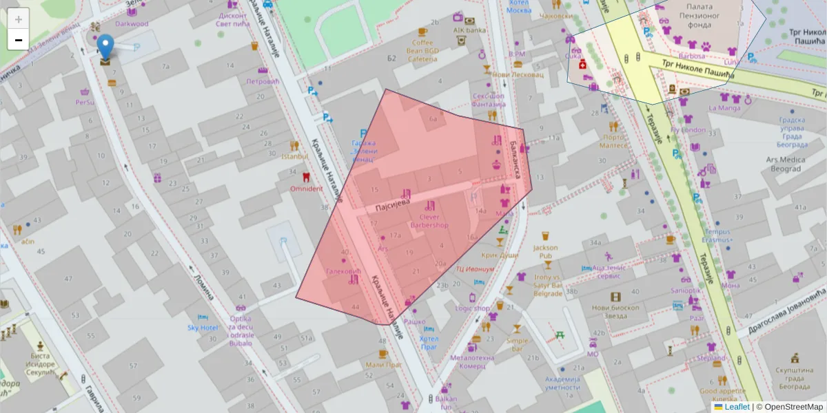 Mapa poštanskog broja  i okolnih poštanskih brojeva u Srbiji