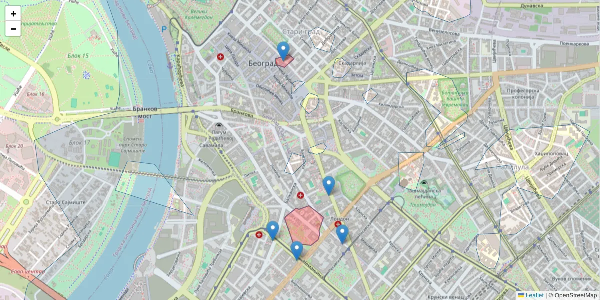 Mapa poštanskog broja  i okolnih poštanskih brojeva u Srbiji