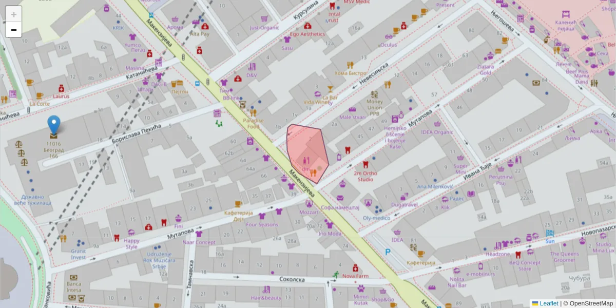 Mapa poštanskog broja  i okolnih poštanskih brojeva u Srbiji