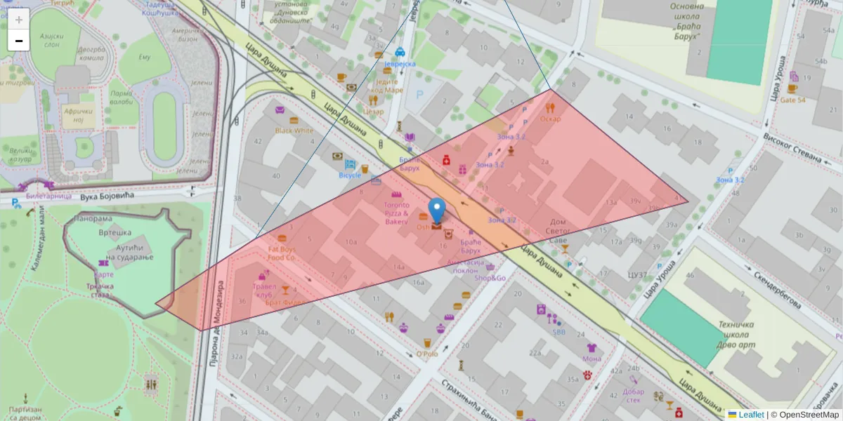 Mapa poštanskog broja  i okolnih poštanskih brojeva u Srbiji