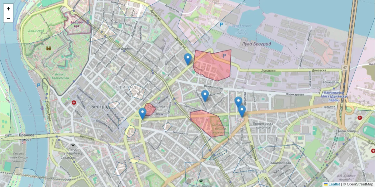 Mapa poštanskog broja  i okolnih poštanskih brojeva u Srbiji