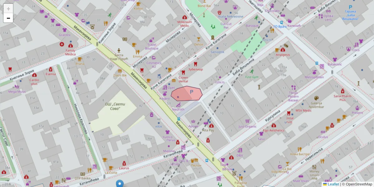Mapa poštanskog broja  i okolnih poštanskih brojeva u Srbiji