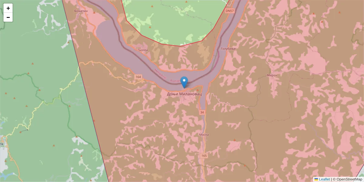 Mapa poštanskog broja  i okolnih poštanskih brojeva u Srbiji