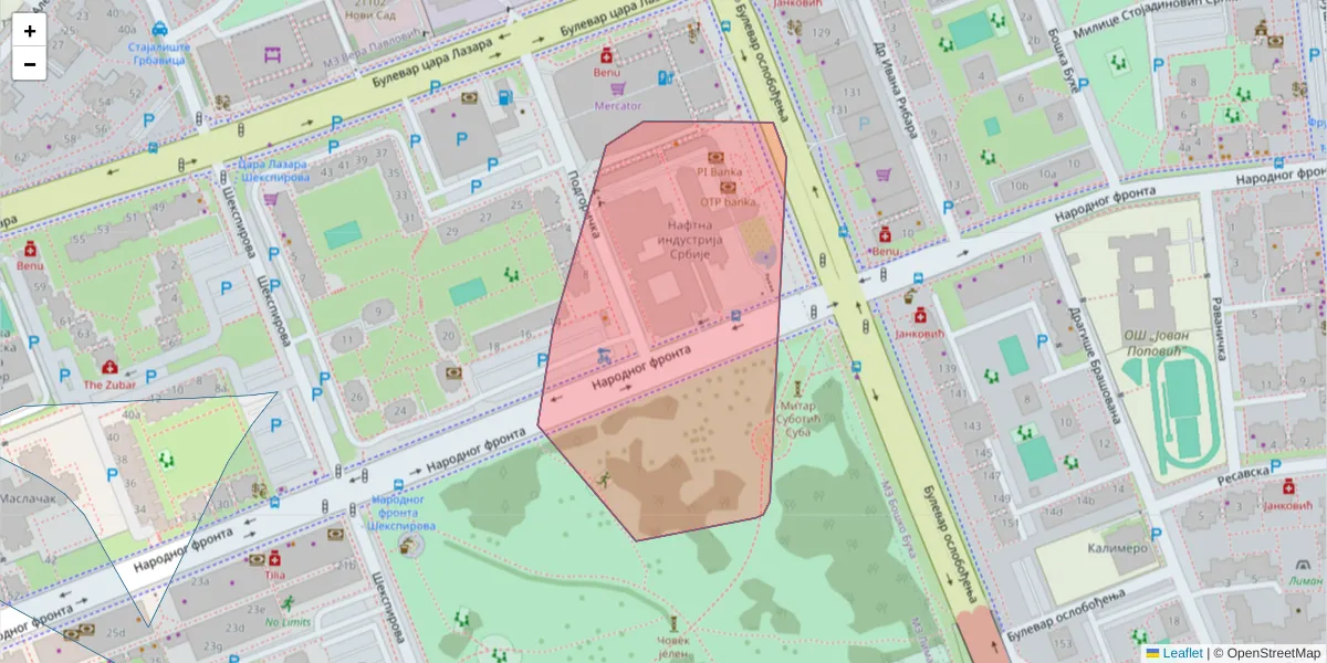 Mapa poštanskog broja  i okolnih poštanskih brojeva u Srbiji