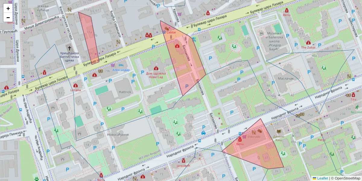 Mapa poštanskog broja  i okolnih poštanskih brojeva u Srbiji