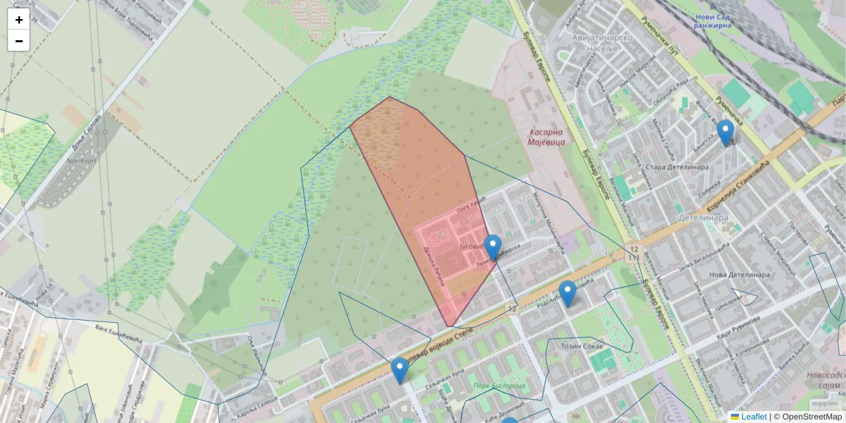 Mapa poštanskog broja  i okolnih poštanskih brojeva u Srbiji