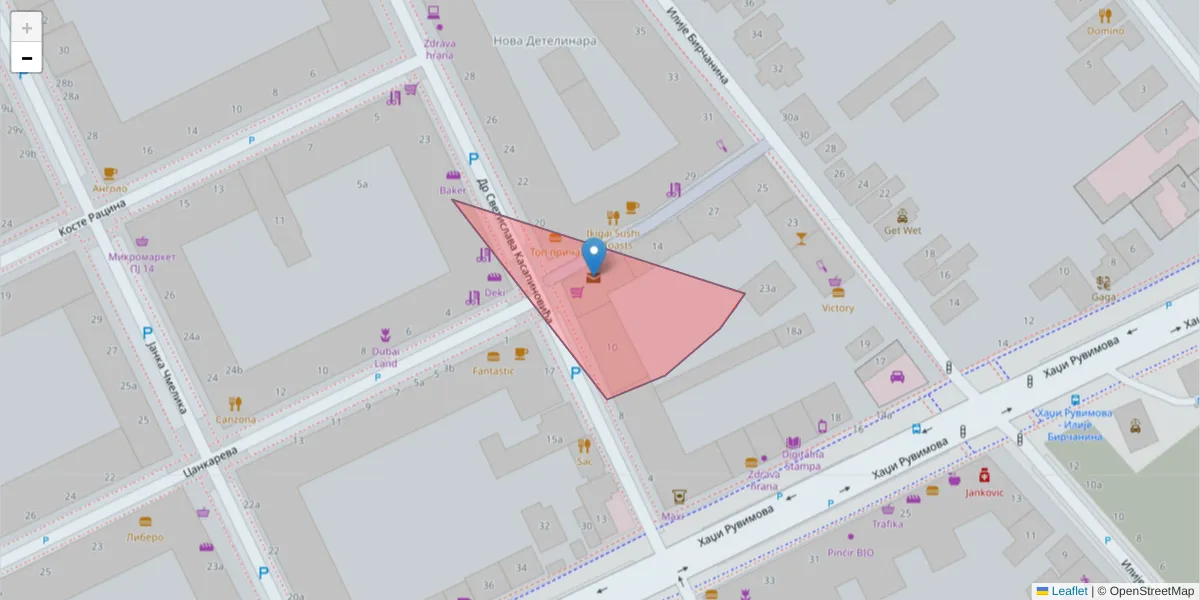 Mapa poštanskog broja  i okolnih poštanskih brojeva u Srbiji