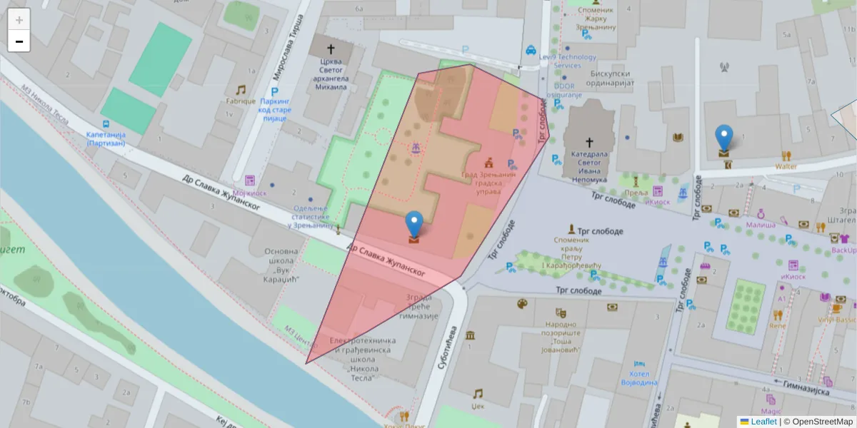 Mapa poštanskog broja  i okolnih poštanskih brojeva u Srbiji