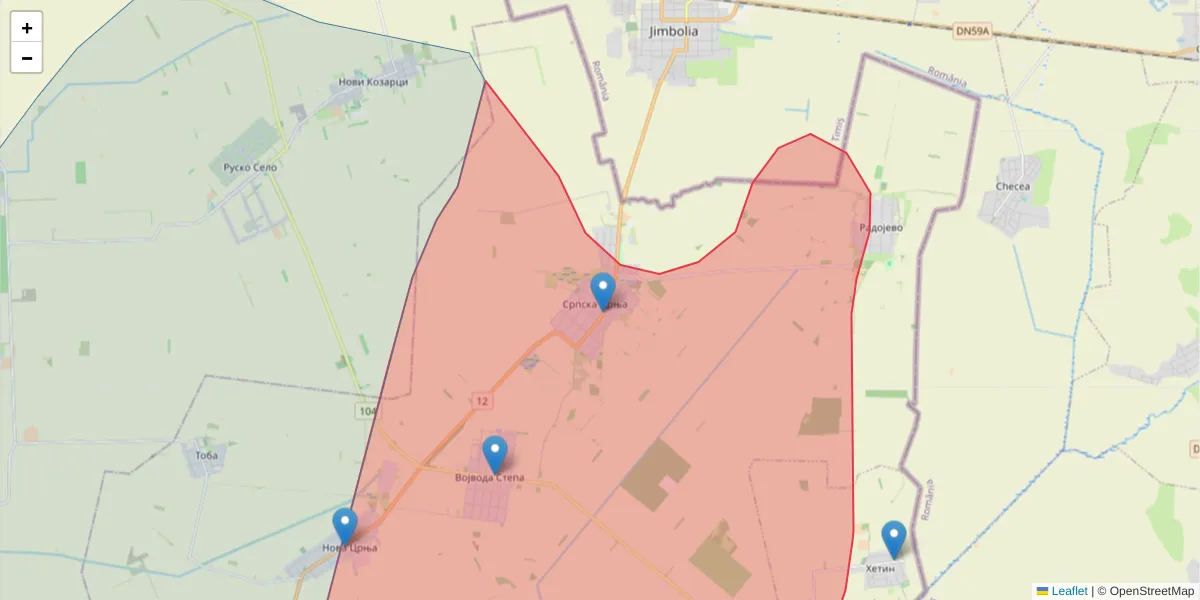 Mapa poštanskog broja  i okolnih poštanskih brojeva u Srbiji