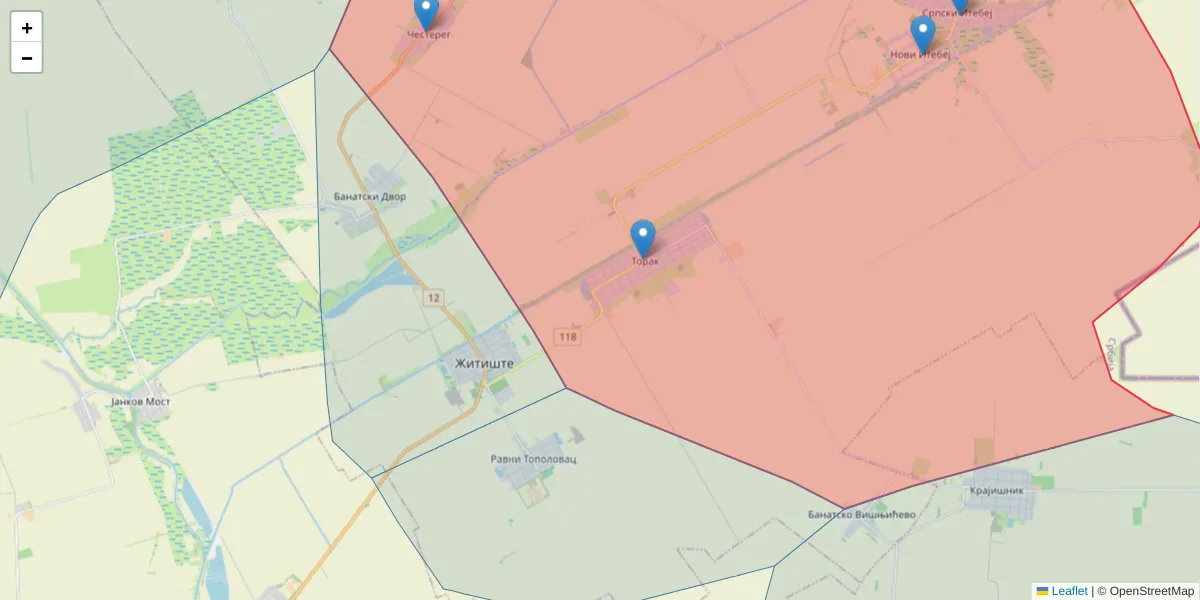 Mapa poštanskog broja  i okolnih poštanskih brojeva u Srbiji