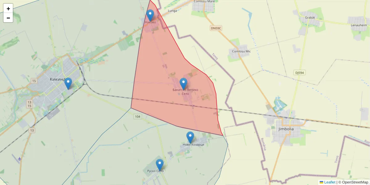 Mapa poštanskog broja  i okolnih poštanskih brojeva u Srbiji