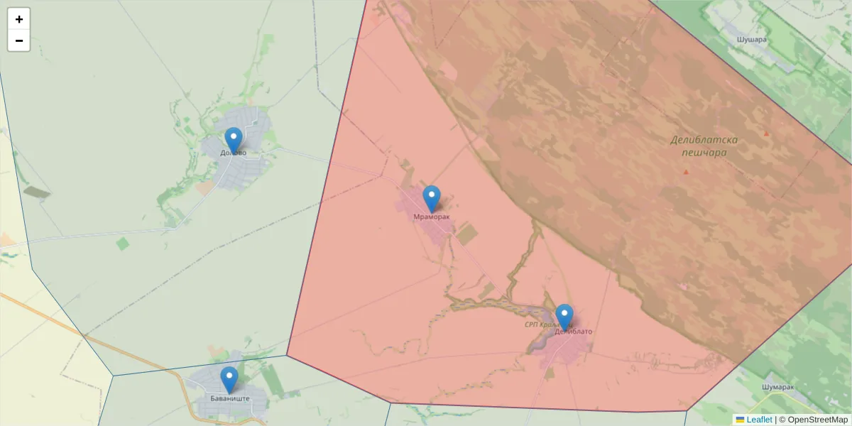 Mapa poštanskog broja  i okolnih poštanskih brojeva u Srbiji
