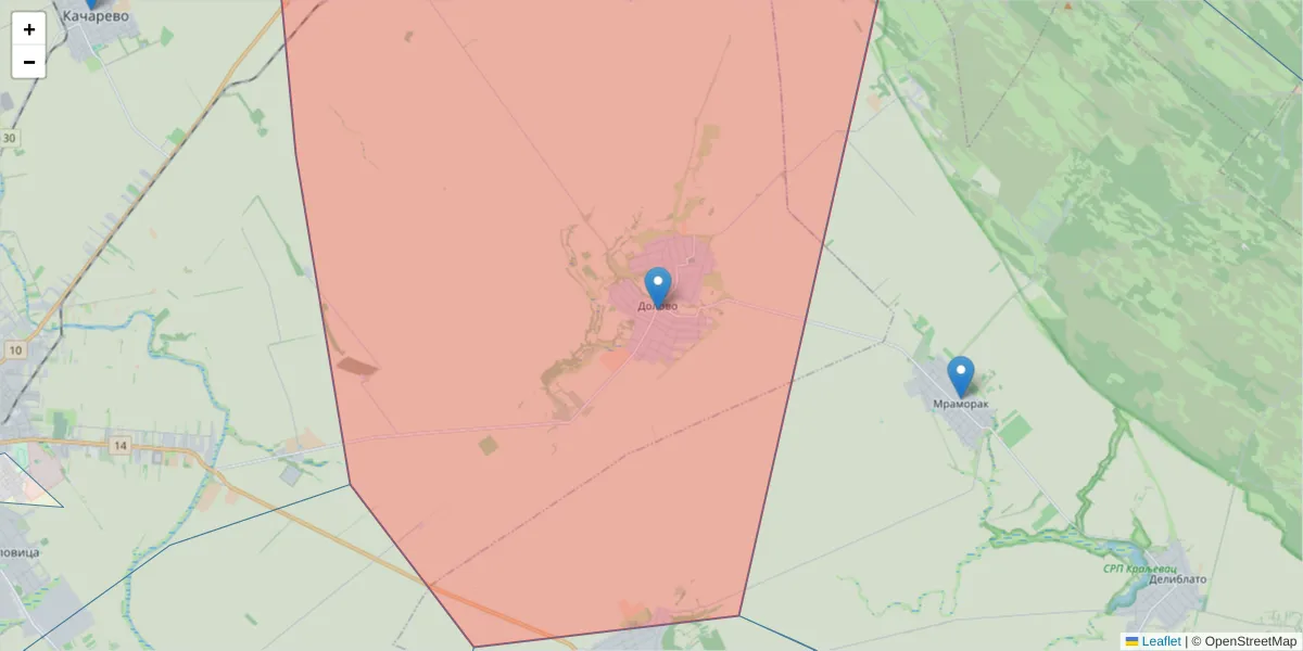 Mapa poštanskog broja  i okolnih poštanskih brojeva u Srbiji