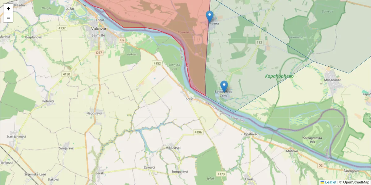 Mapa poštanskog broja  i okolnih poštanskih brojeva u Srbiji
