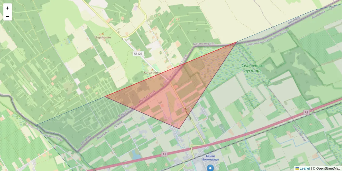 Mapa poštanskog broja  i okolnih poštanskih brojeva u Srbiji