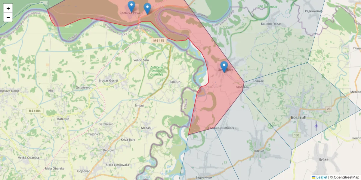 Mapa poštanskog broja  i okolnih poštanskih brojeva u Srbiji